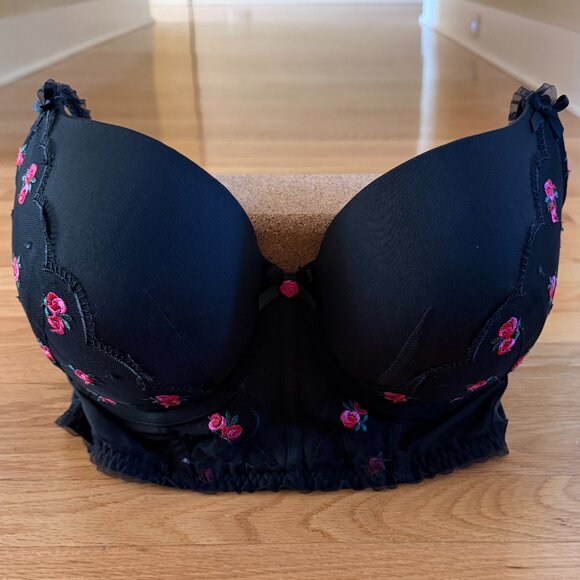 Cacique Embroidered Ruffle-trim Longline Boost Balconette Bra Size 40 DD - Picture 2 of 11